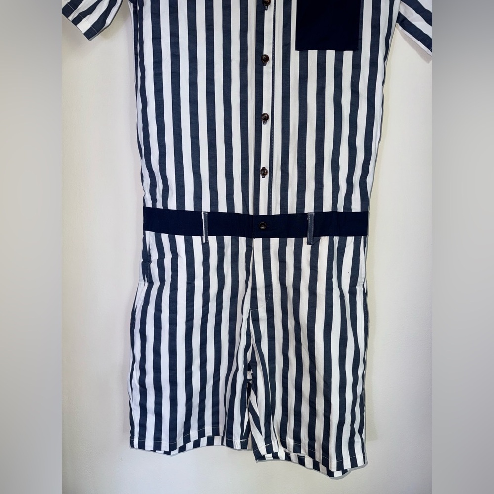 NWT Men’s RomperJack The Hampton Striped Navy and White Romper Size Small - Picture 9 of 12